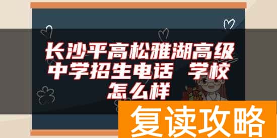 长沙平高松雅湖高级中学招生电话 学校怎么样